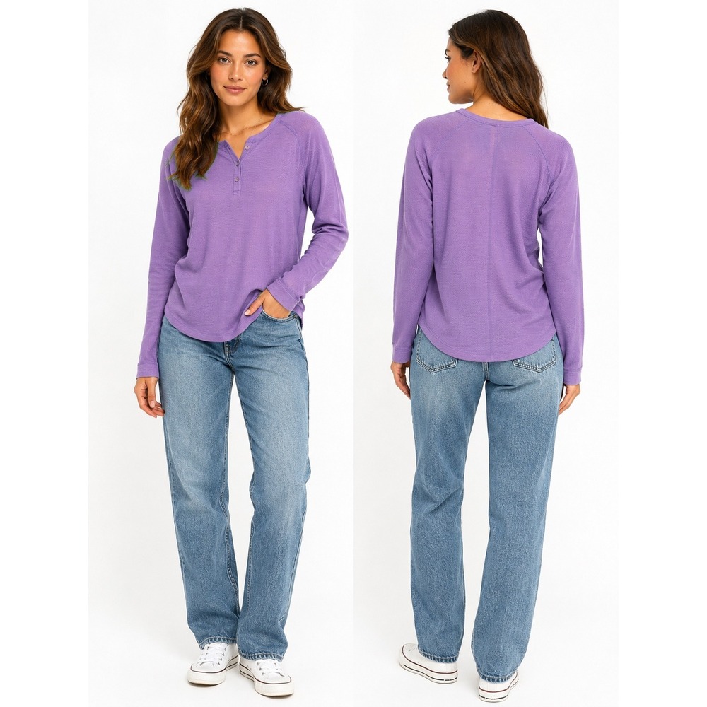 Patagonia Henley Top Womens L Purple Capilene Long Sleeve Base Layer Gorpcore